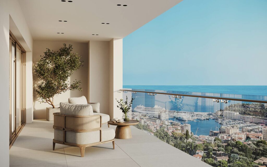 Voici la vue d'un balcon du programme immobilier 29 Beausoleil à Monaco.