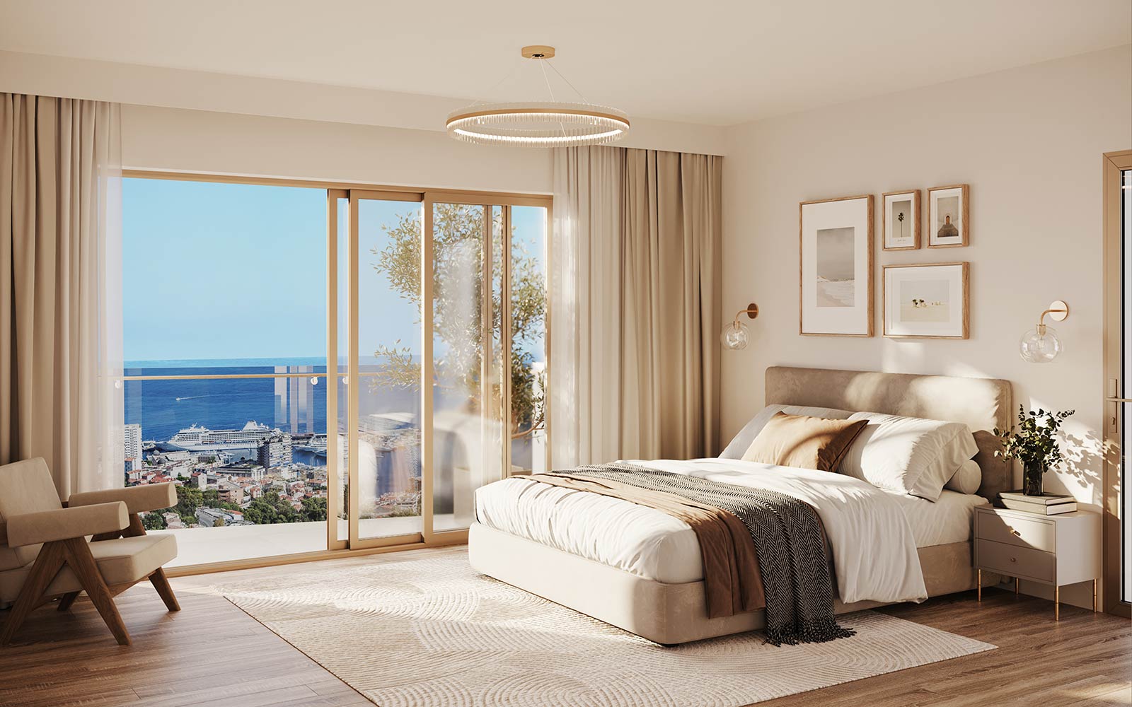 Voici une chambre du programme immobilier 29 Beausoleil à Monaco.