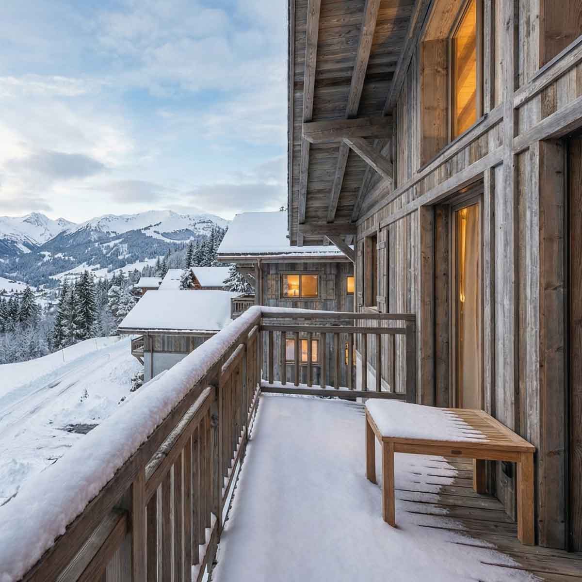 Vue d'un balcon eneigé